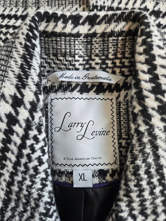 Larry Levine NWT Houndstooth Plaid Peacoat - XL