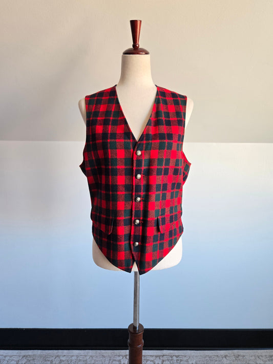 Pendleton Vintage Red Plaid Virgin Wool Vest - M/L
