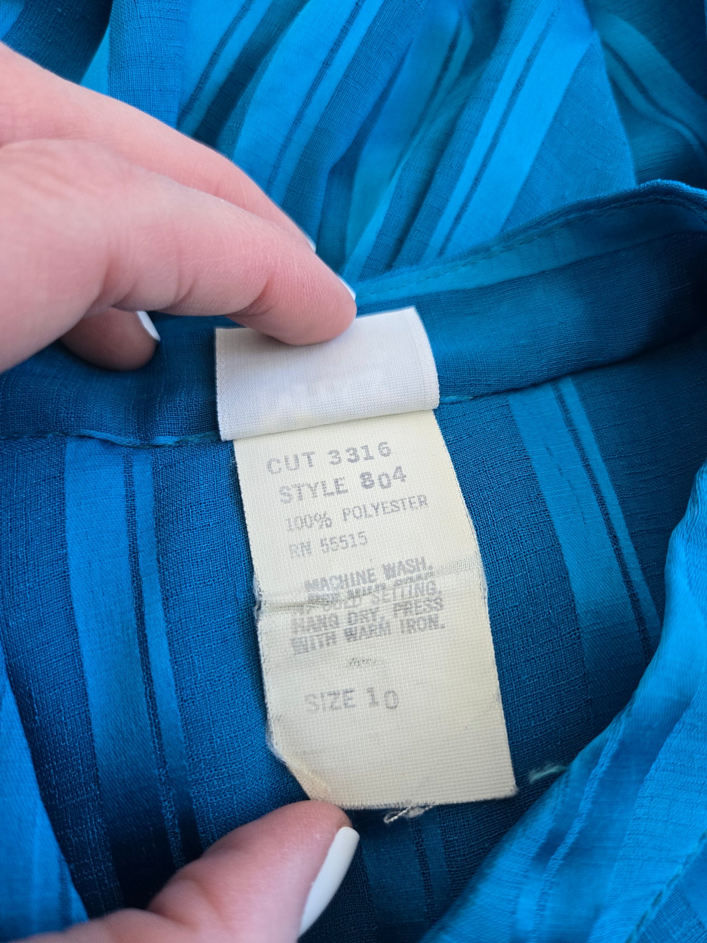 Miss Oops California Vintage 80s Blue Stripe Dress - small