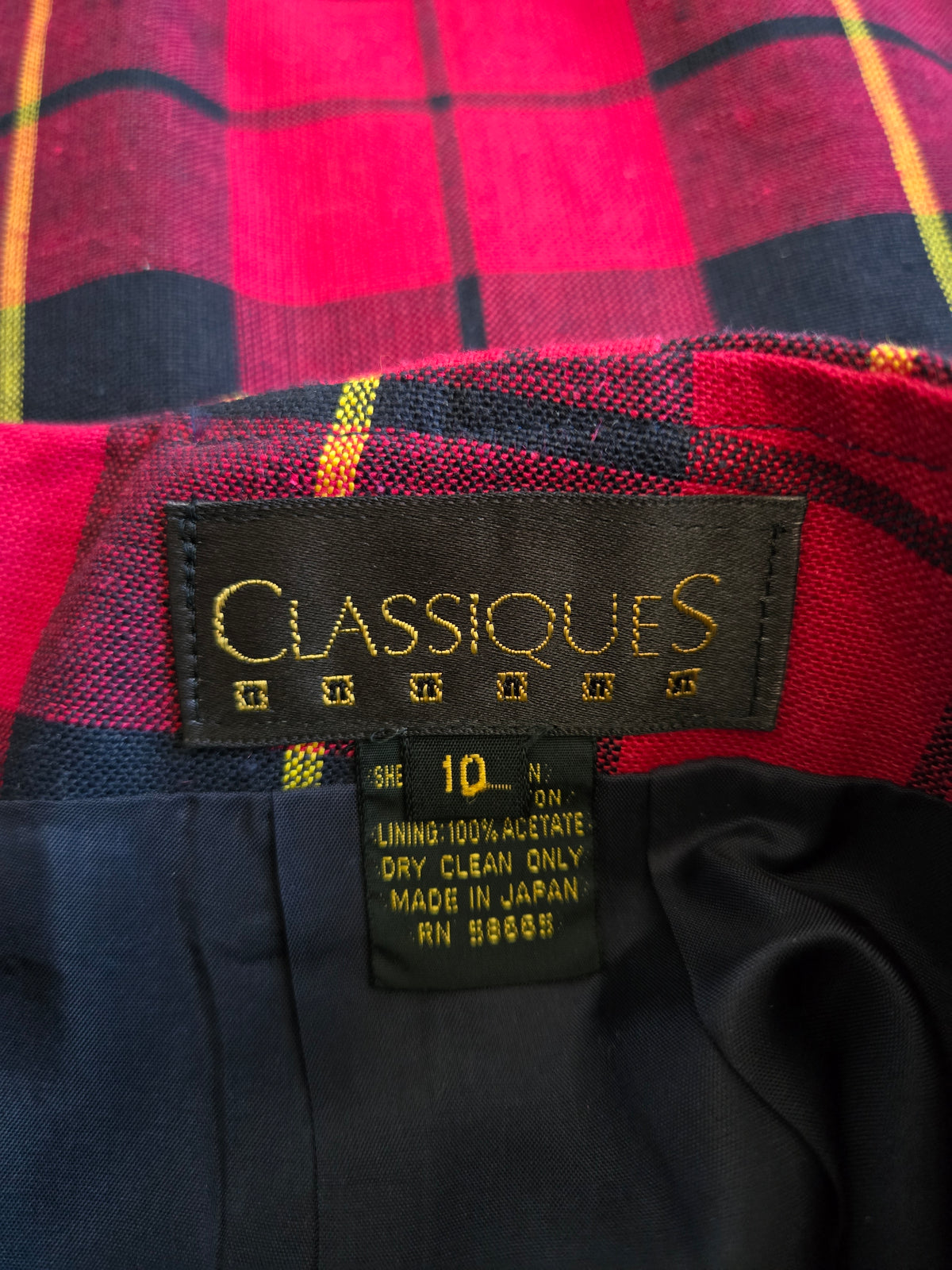 Deadstock Classiques Linen/Cotton Red Plaid Skirt Made in Japan - W28