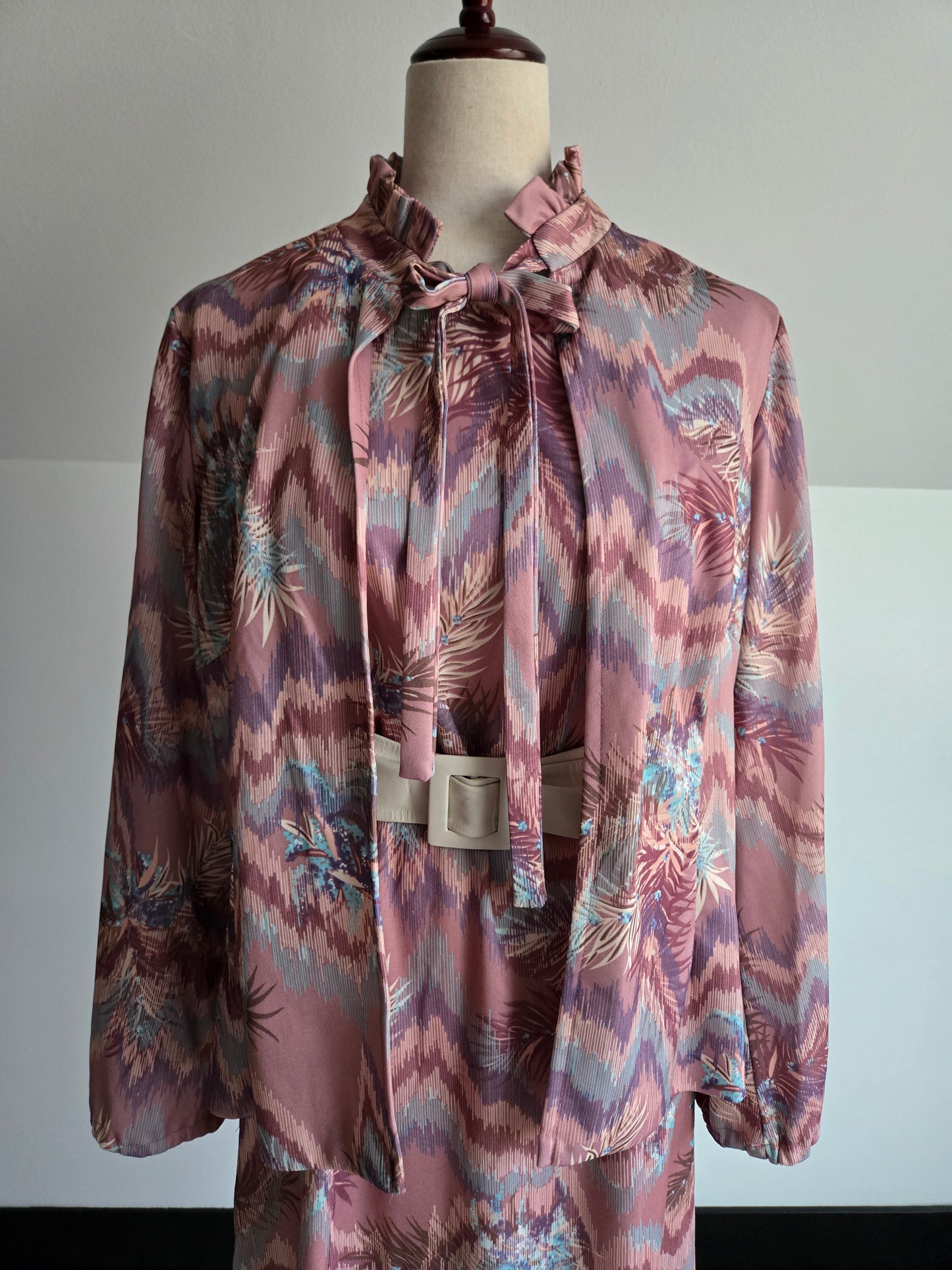 Vintage 70s Psychedelic Dress and Top Two Piece Set - Large