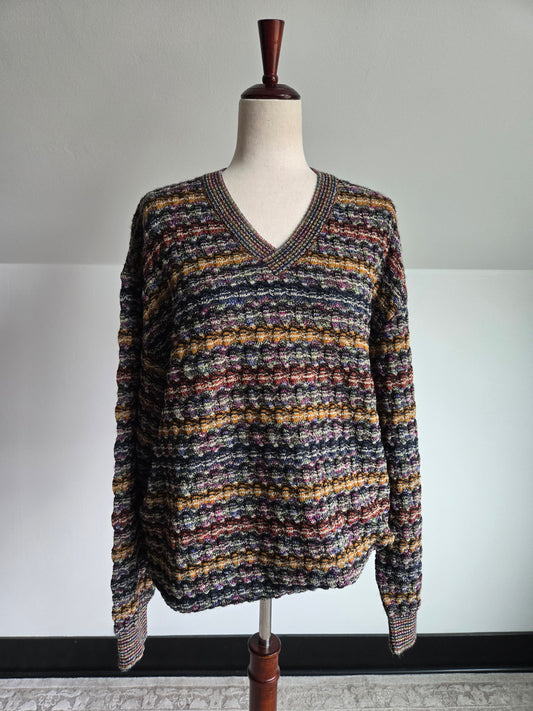 Vintage Missoni Sport Made in Italy 80s Multi Colored Sweater - XL