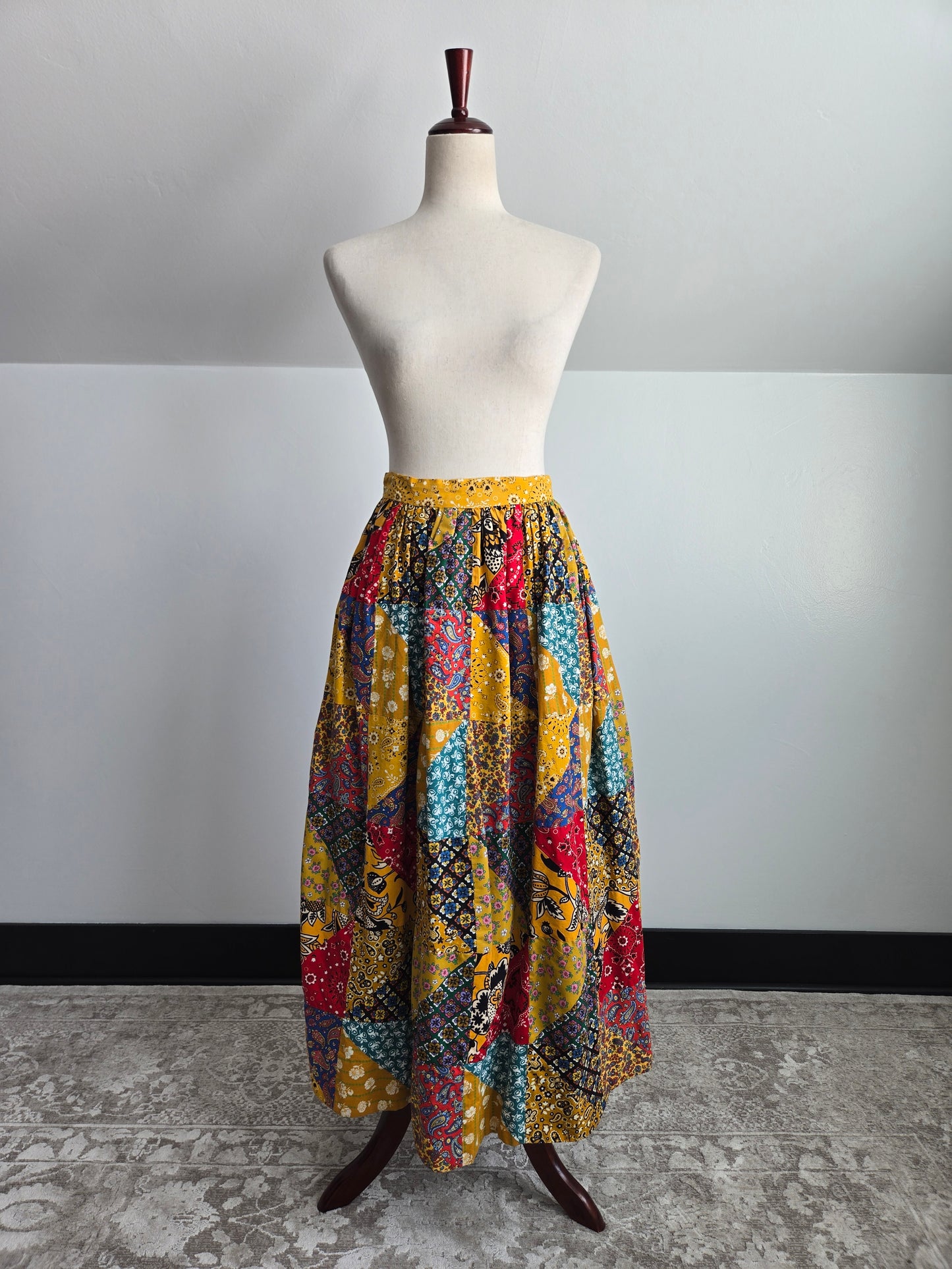 Vintage 70s True Patchwork Skirt - W26"