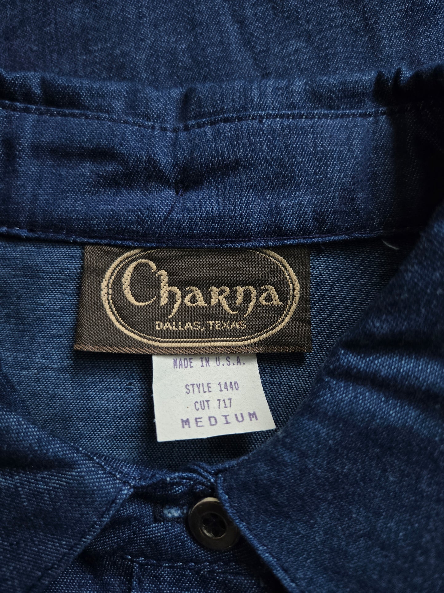 Vintage Western Charna of Dallas, Texas Denim Cape Top Shirt - medium