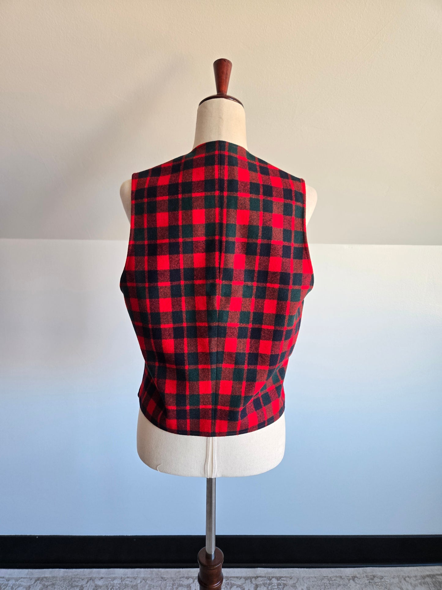 Pendleton Vintage Red Plaid Virgin Wool Vest - M/L