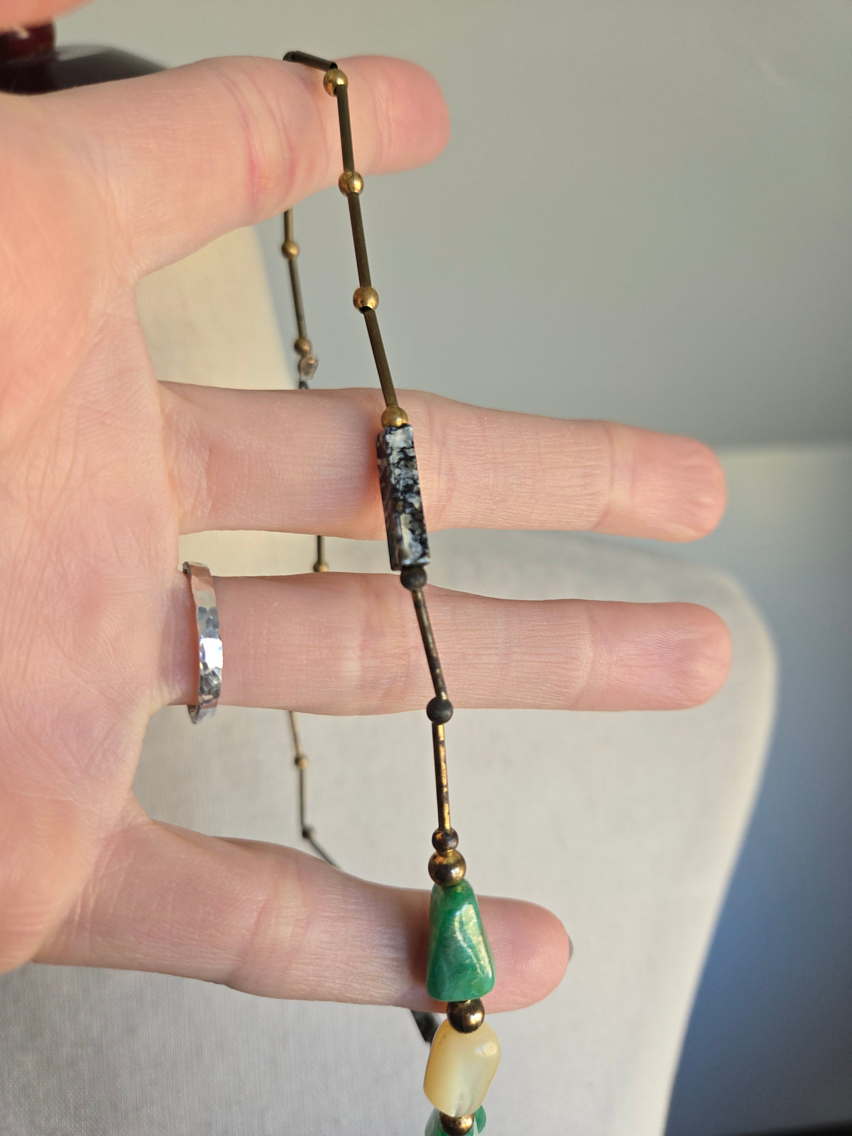 Brass Long Bead Dainty Necklace