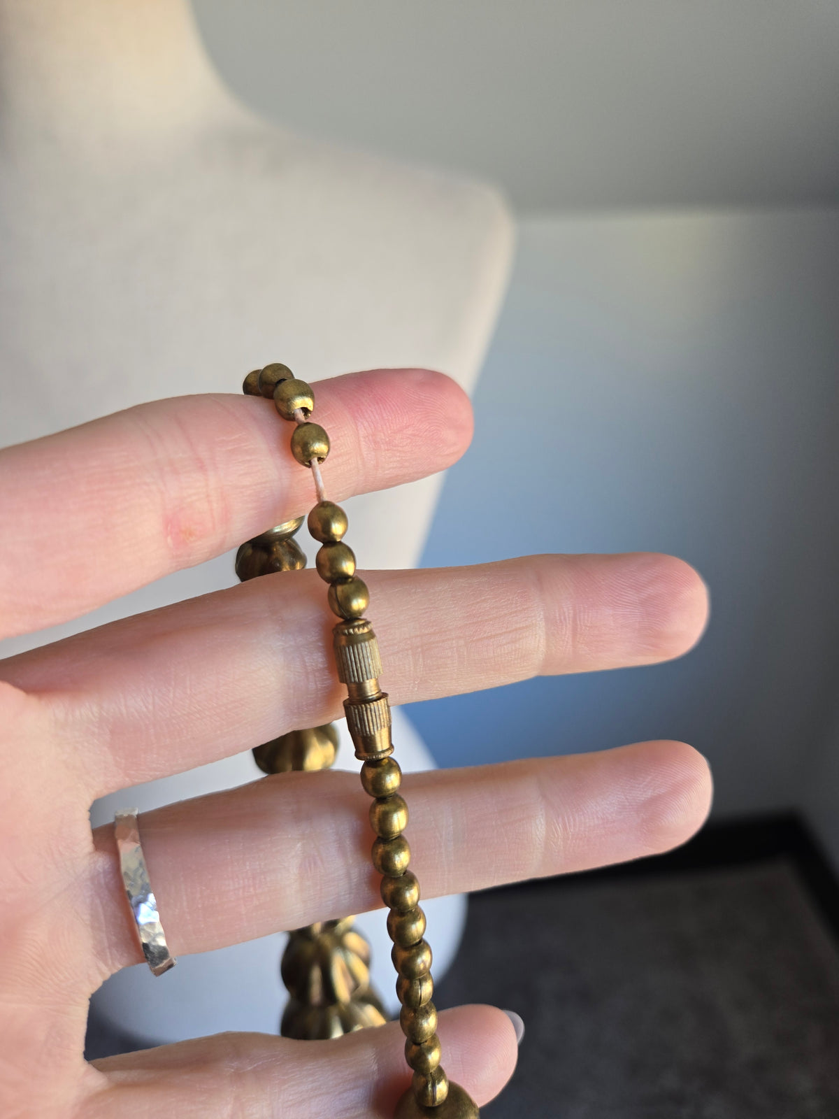 Chunky Brass Orb Statement Necklace