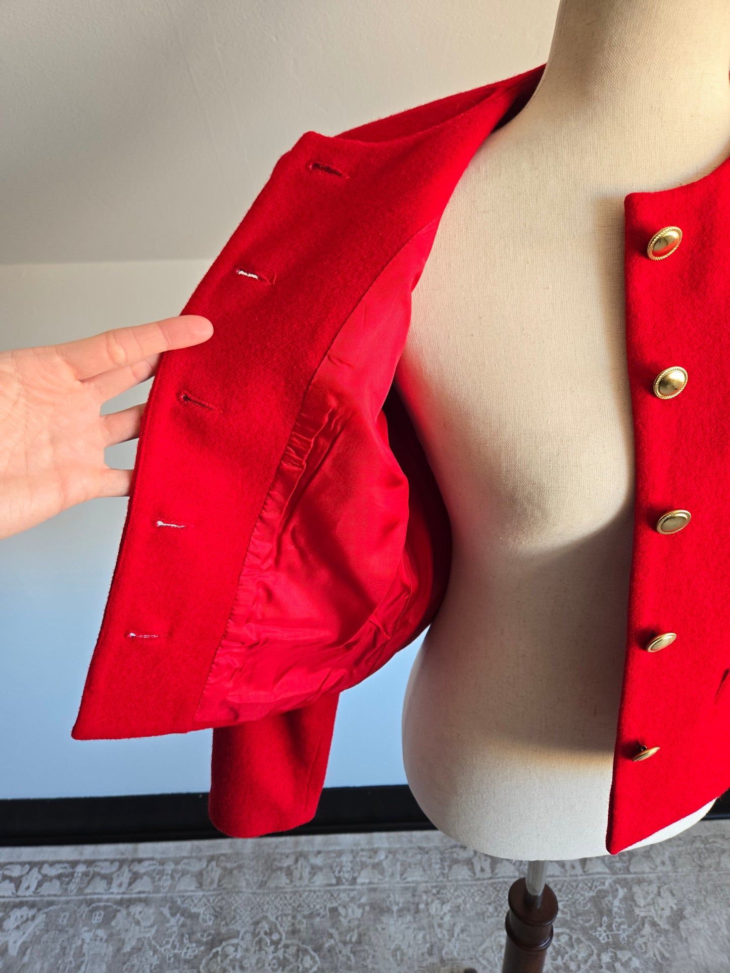 Vintage Michelle Red Cropped Wool Blazer - Small