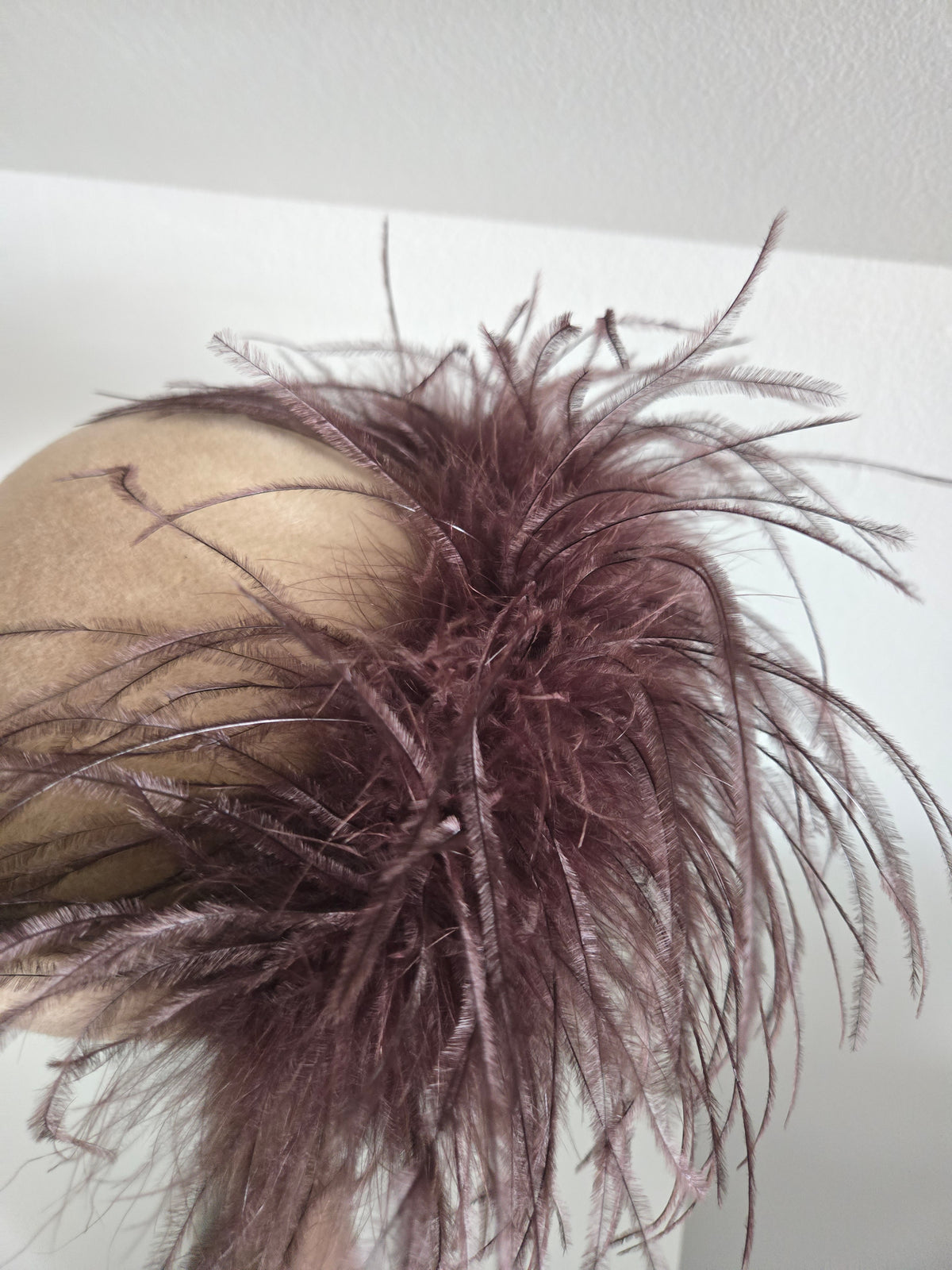 Vintage Bermona London Brown Wool and Ostrich Feather Fascinator