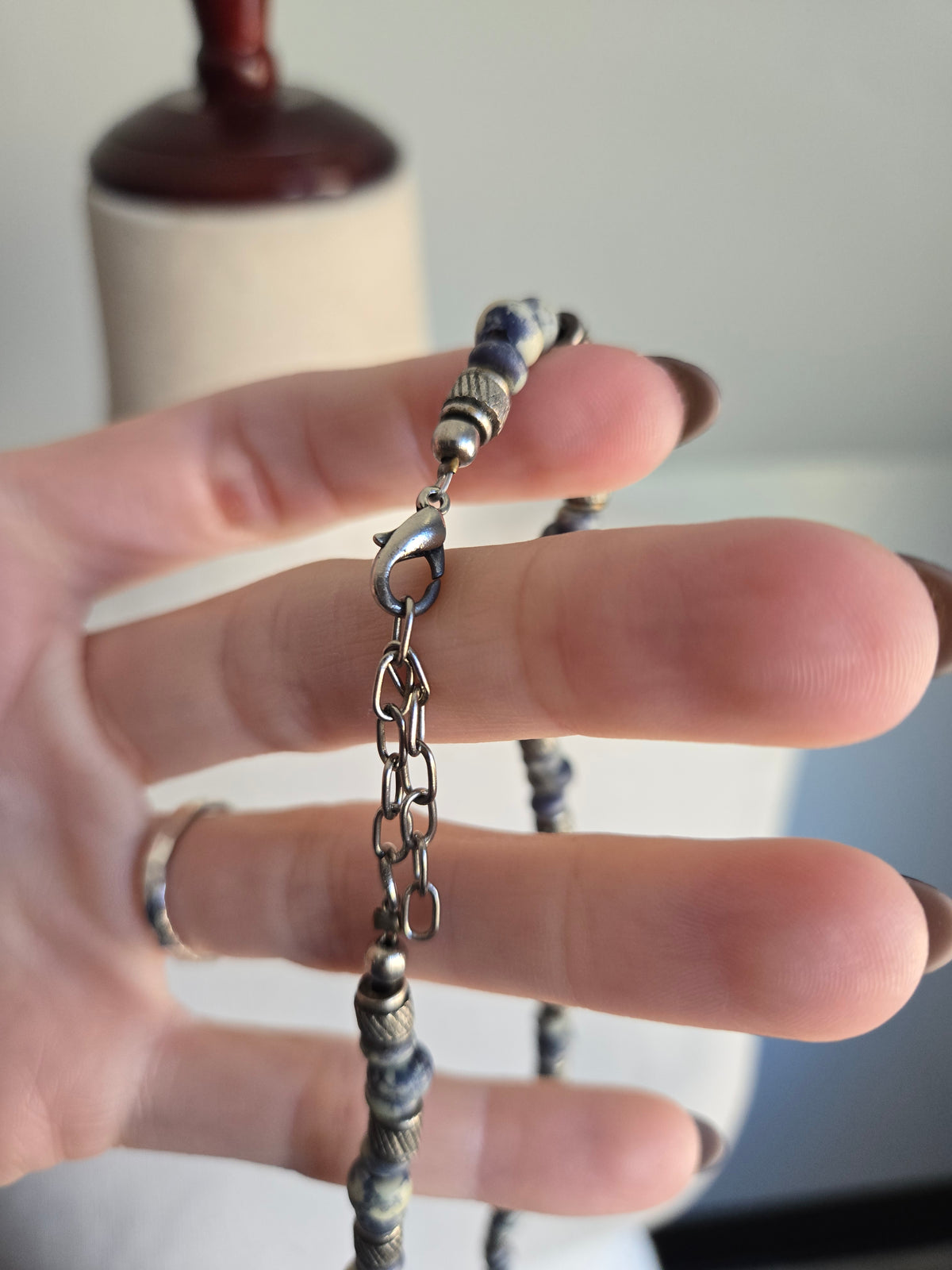 Navy Beaded Boho Necklace