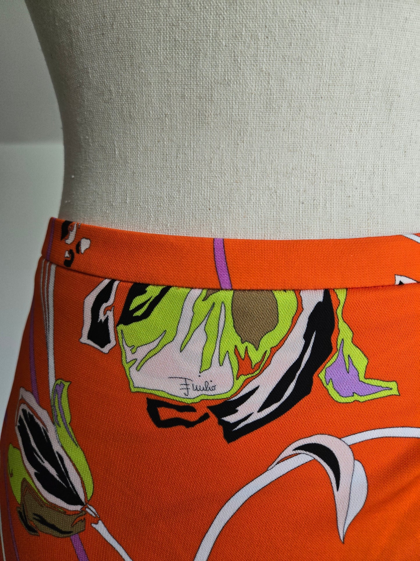 Vintage Emilio Pucci Made in Italy Fluilio Signed Print Skirt - Small