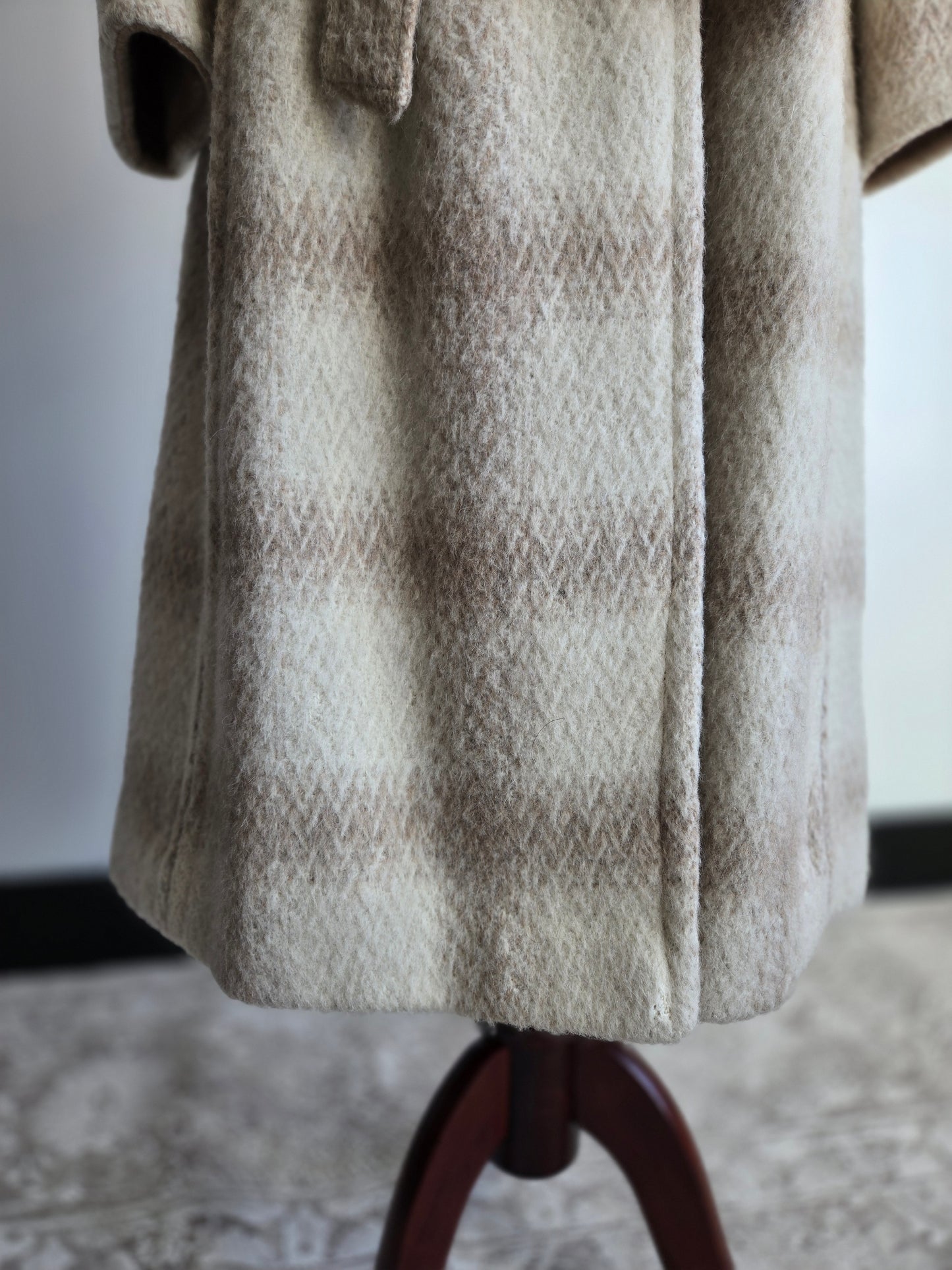 Vintage 1950s Plaid Wool Over Coat with Waist Tie - M/L