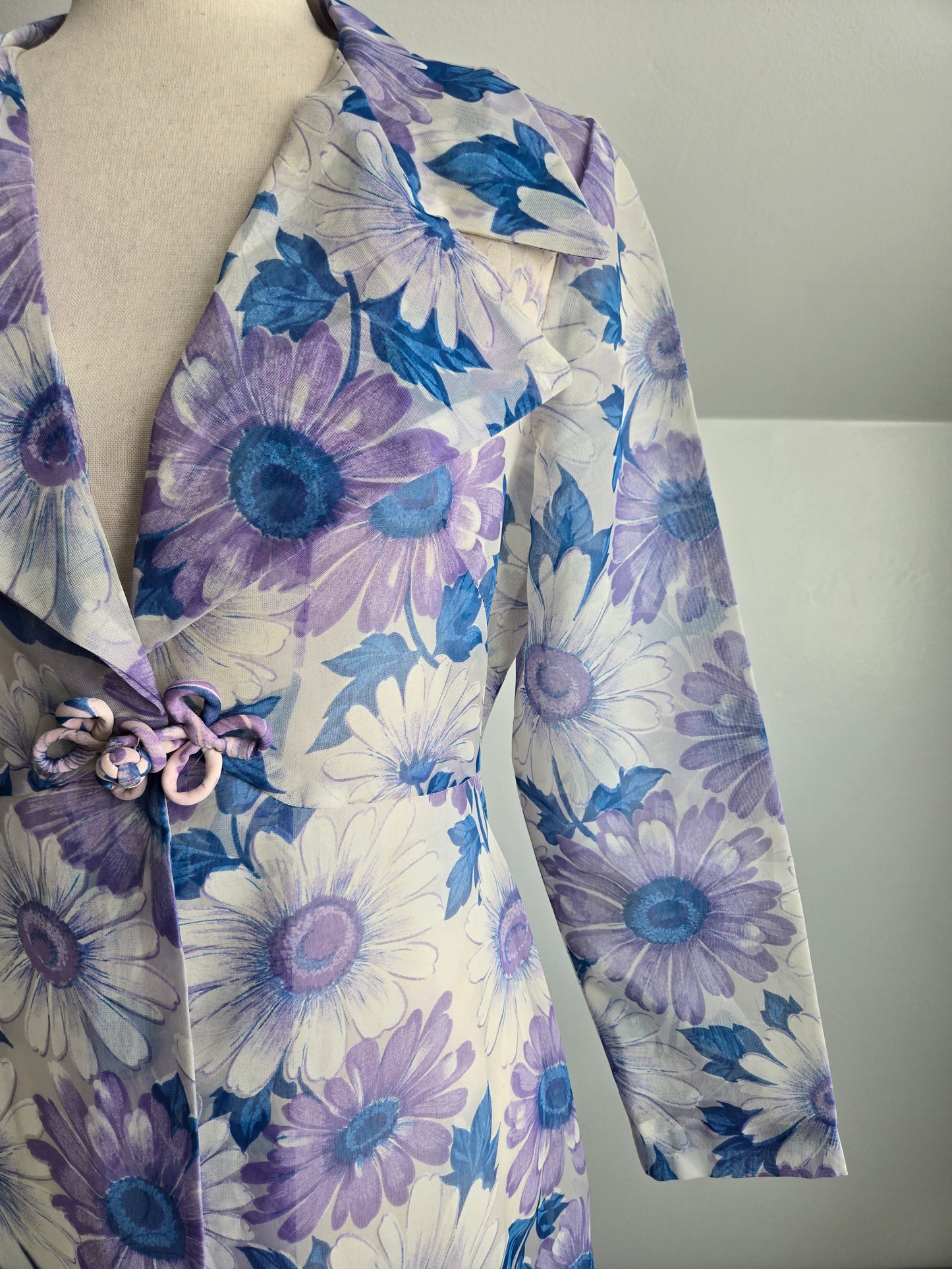 Vintage 70s Shear Floral Duster - Small