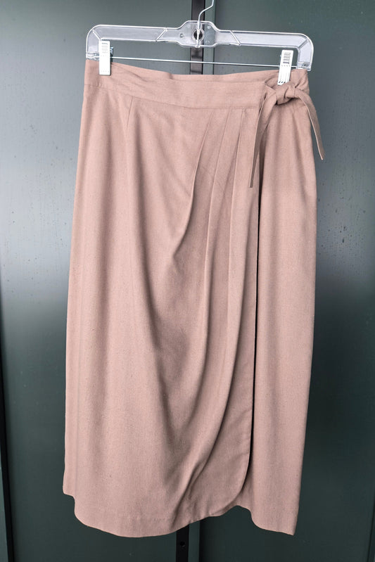 Panther Vintage 100% Raw Silk Light Brown Wrap Skirt - 29" Waist