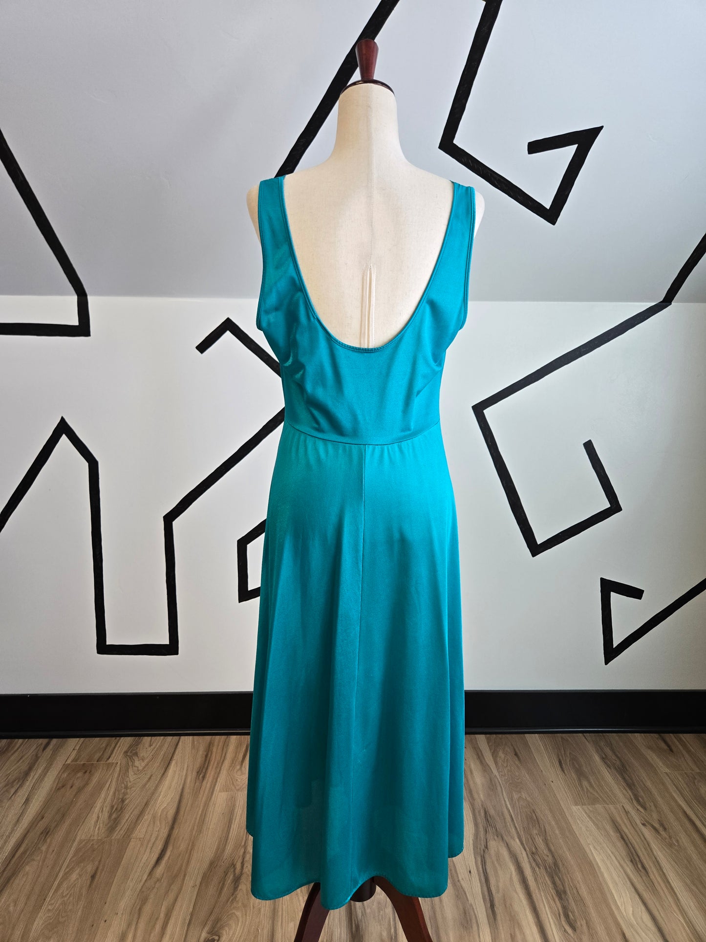 Adonna Vintage Turquoise Blue Negligee Maxi Dress - large