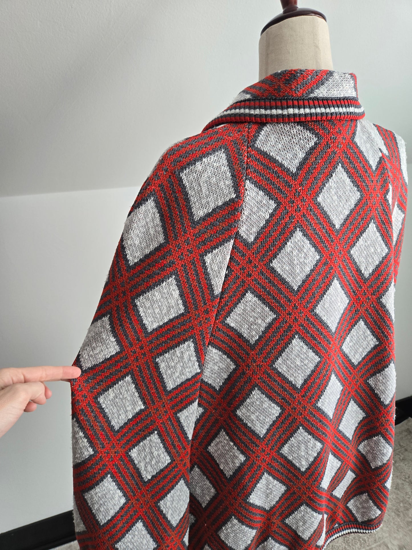 Vintage 70s Acrylic Plaid Poncho - OS