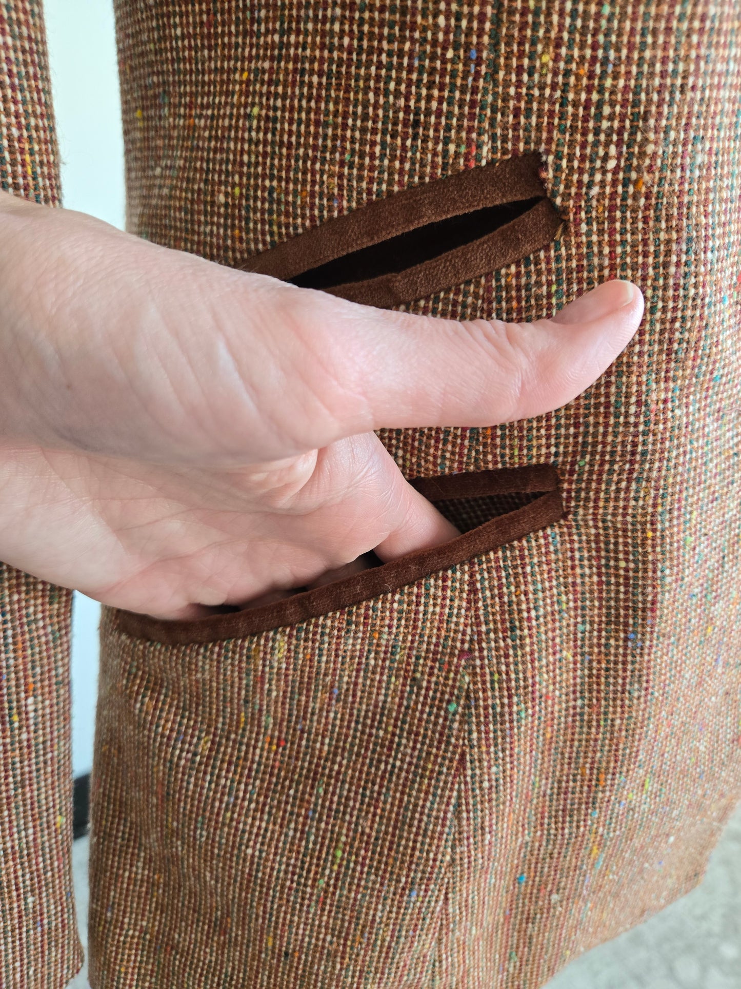 One Main Place Vintage 70s Brown Tweed Blazer - XS/S