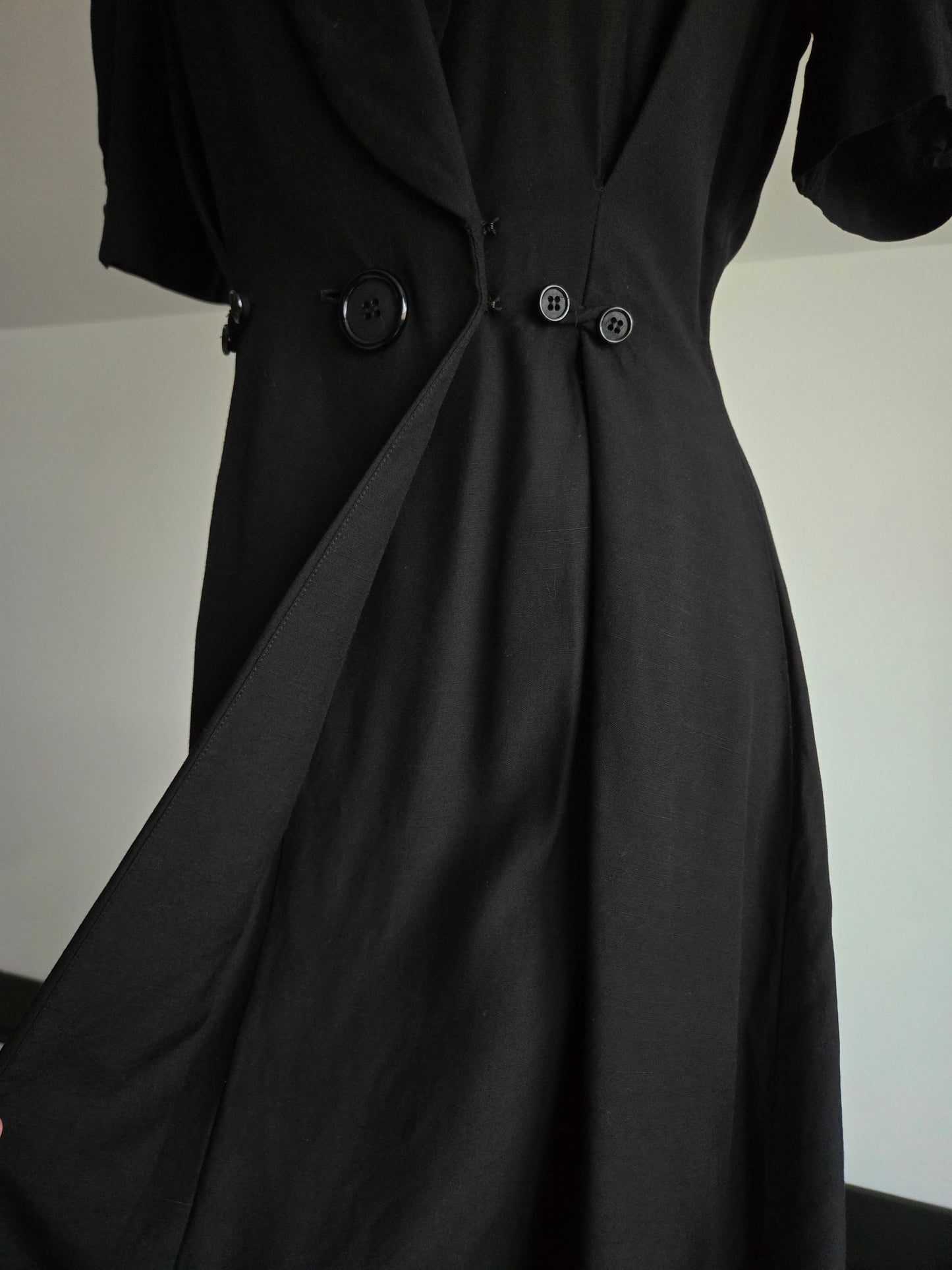 Vintage 80s Llyod Williams Black Rayon/Silk Dress - S/M
