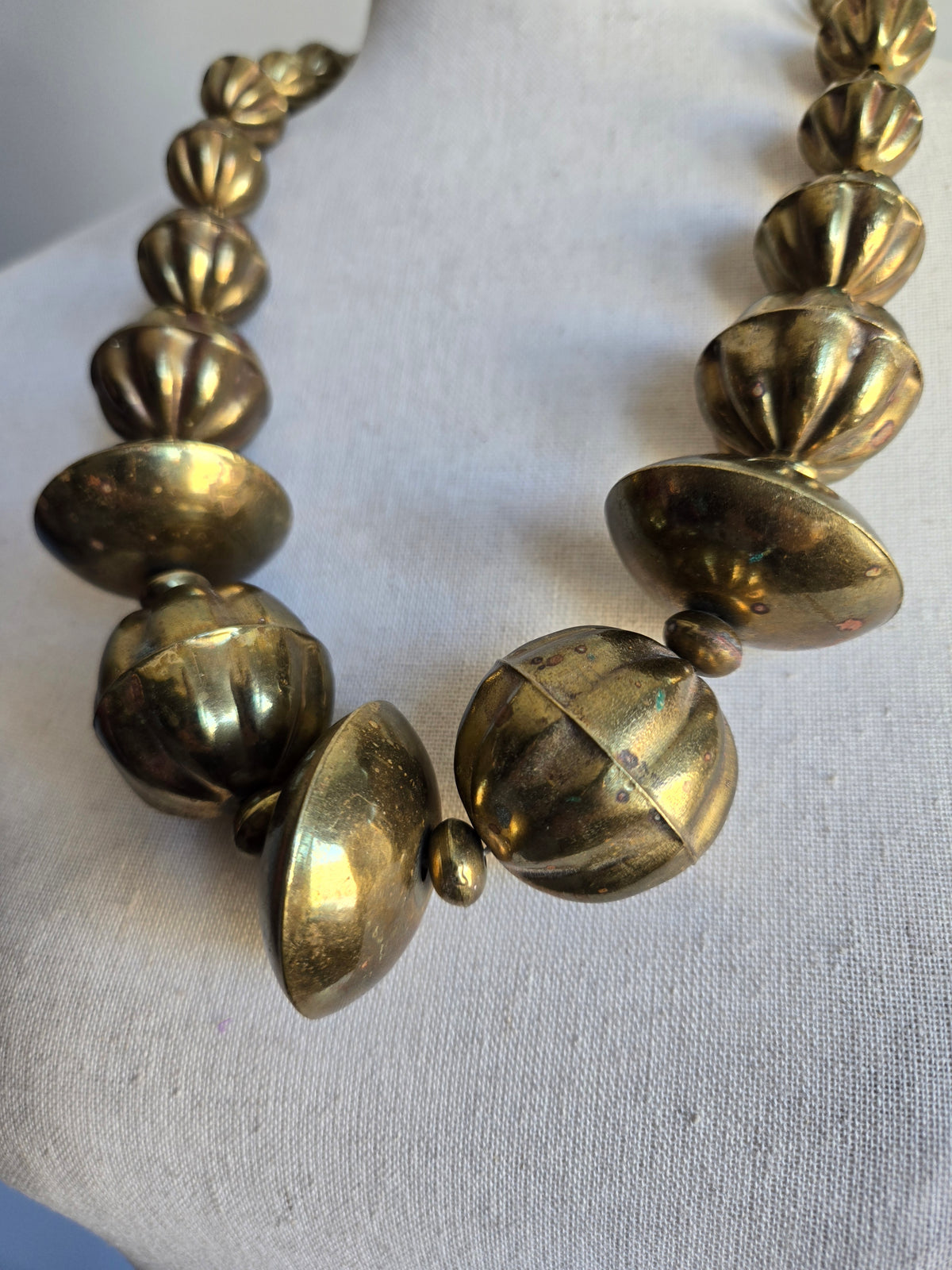 Chunky Brass Orb Statement Necklace