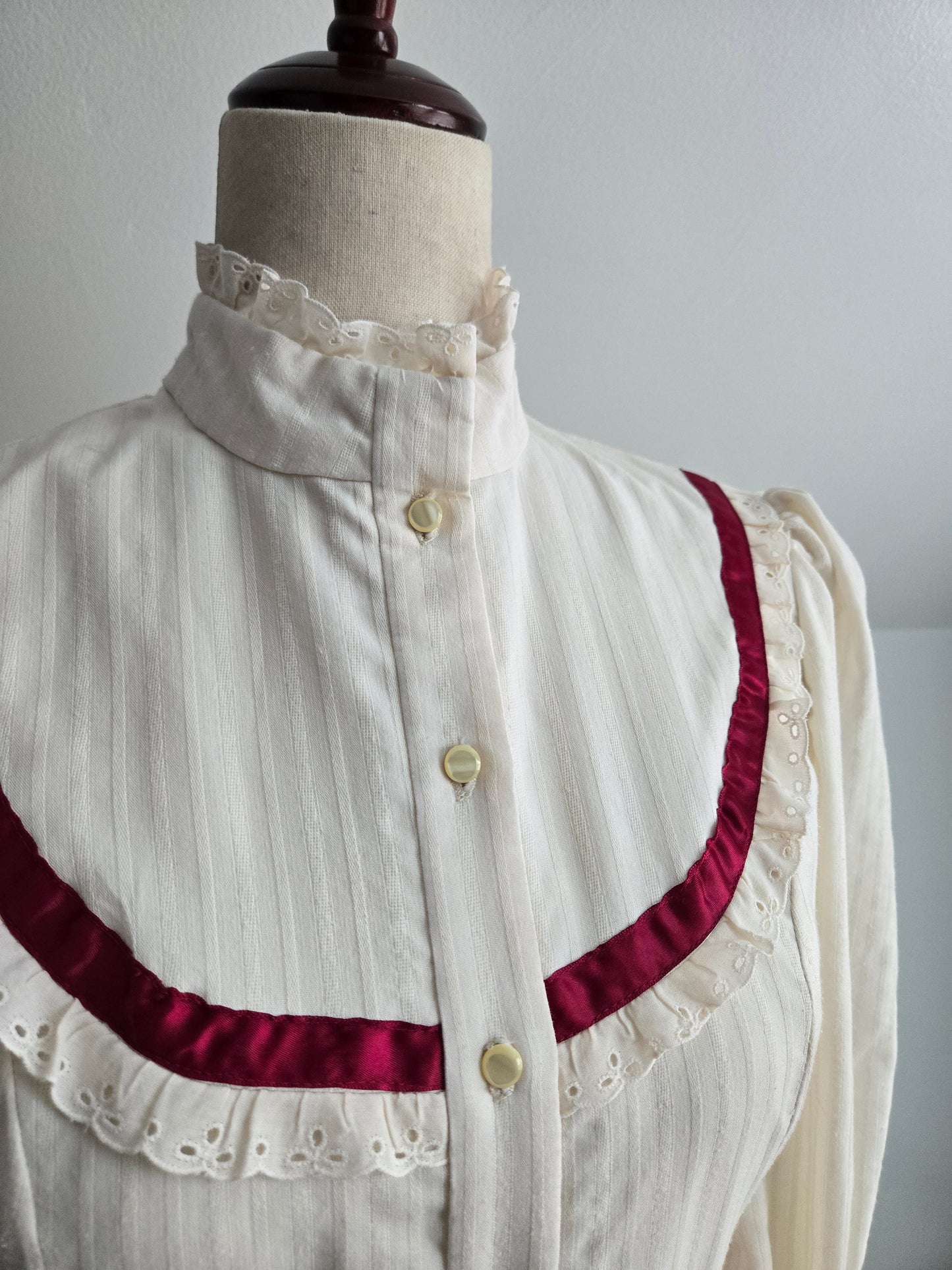 Vintage 1970s Cotton Prairie/Gunne Style Dress - small/medium