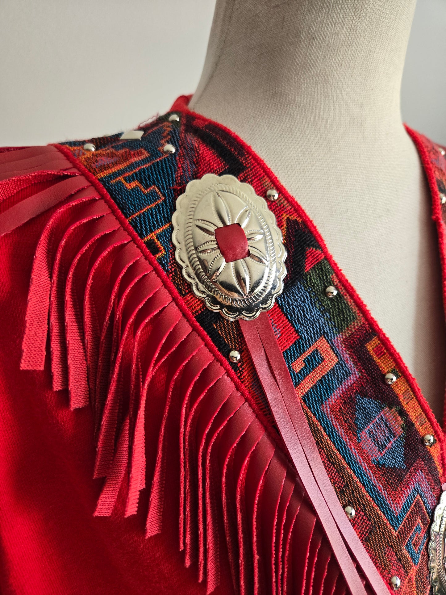 Vintage 90s Joan and J Red Western Fringe Tshirt - L/XL