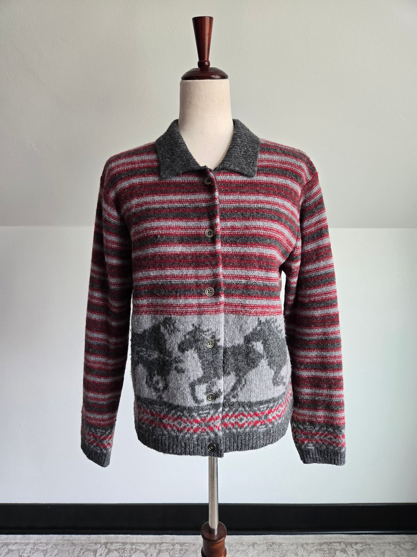 Woolrich Wool Horse Knit Cardigan Made in Japan - S/M