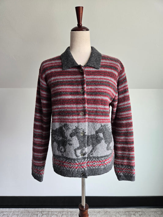 Woolrich Wool Horse Knit Cardigan Made in Japan - S/M