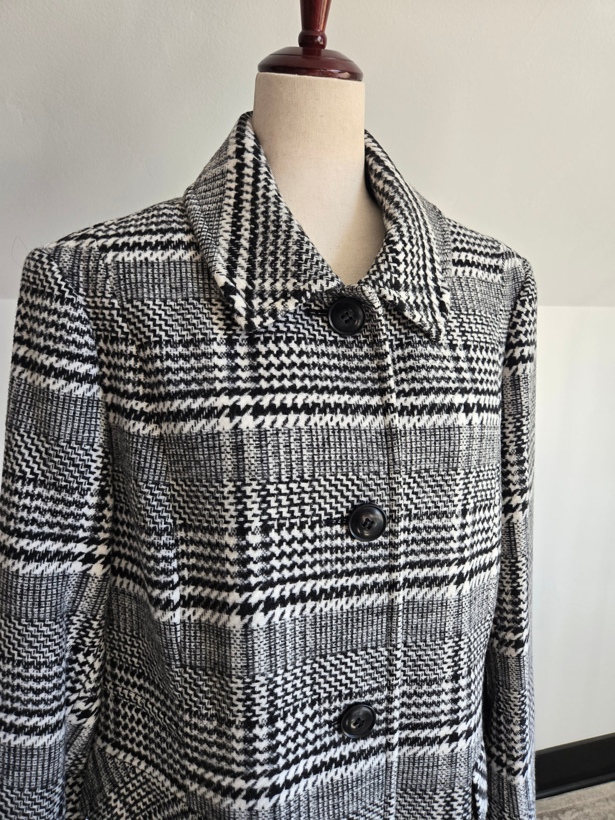 Larry Levine NWT Houndstooth Plaid Peacoat - XL
