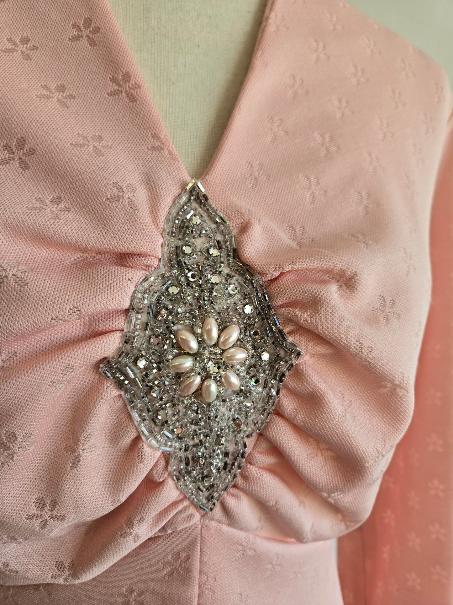 Lady Laura by Toni Todd Vintage Pink Dress with Beaded Detail - large