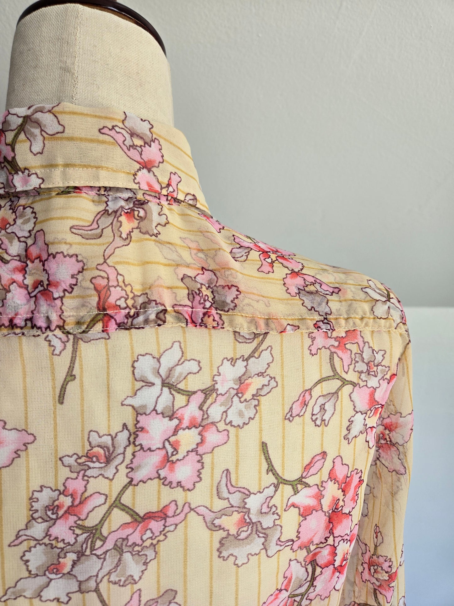 Darra Vintage 60s Western Floral Shear Top Made in Japan - XS/S