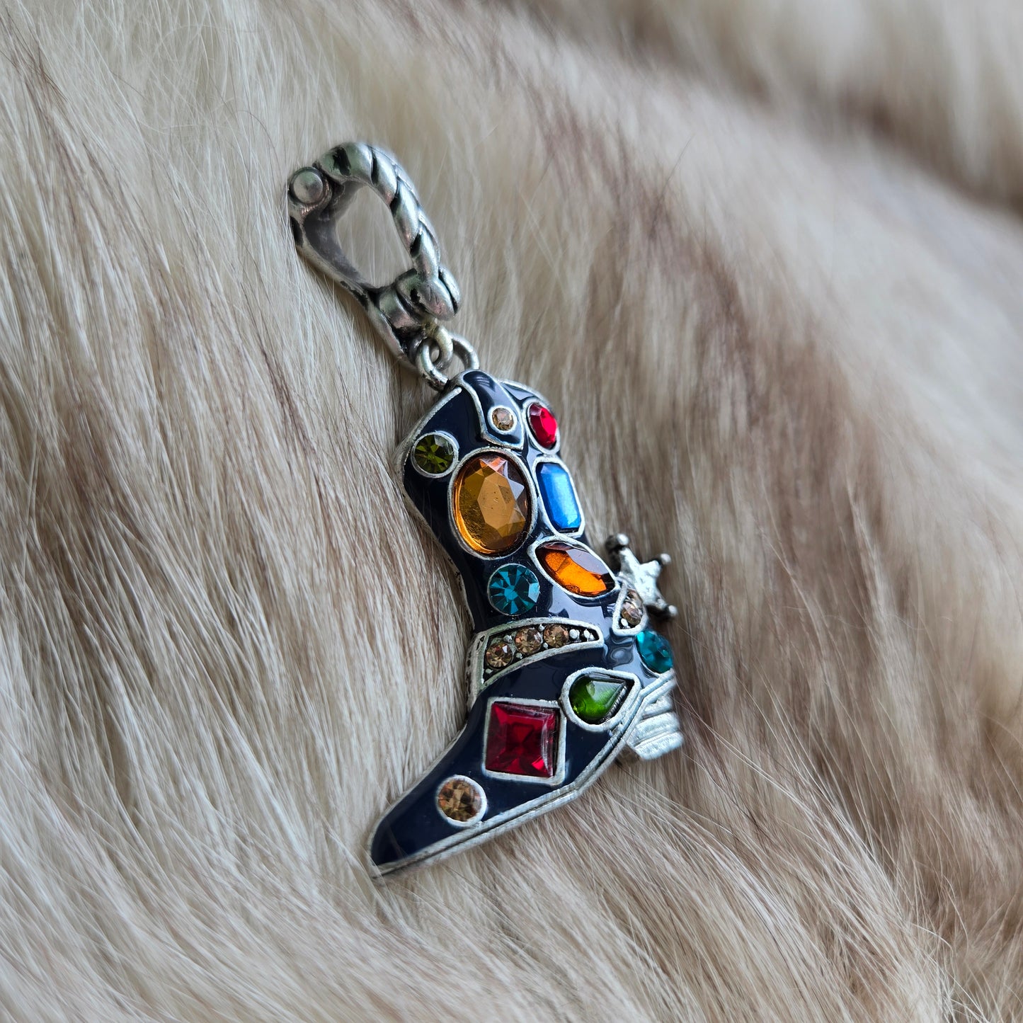 Cowboy Boot Colorful Rhinestone Necklace Pendant