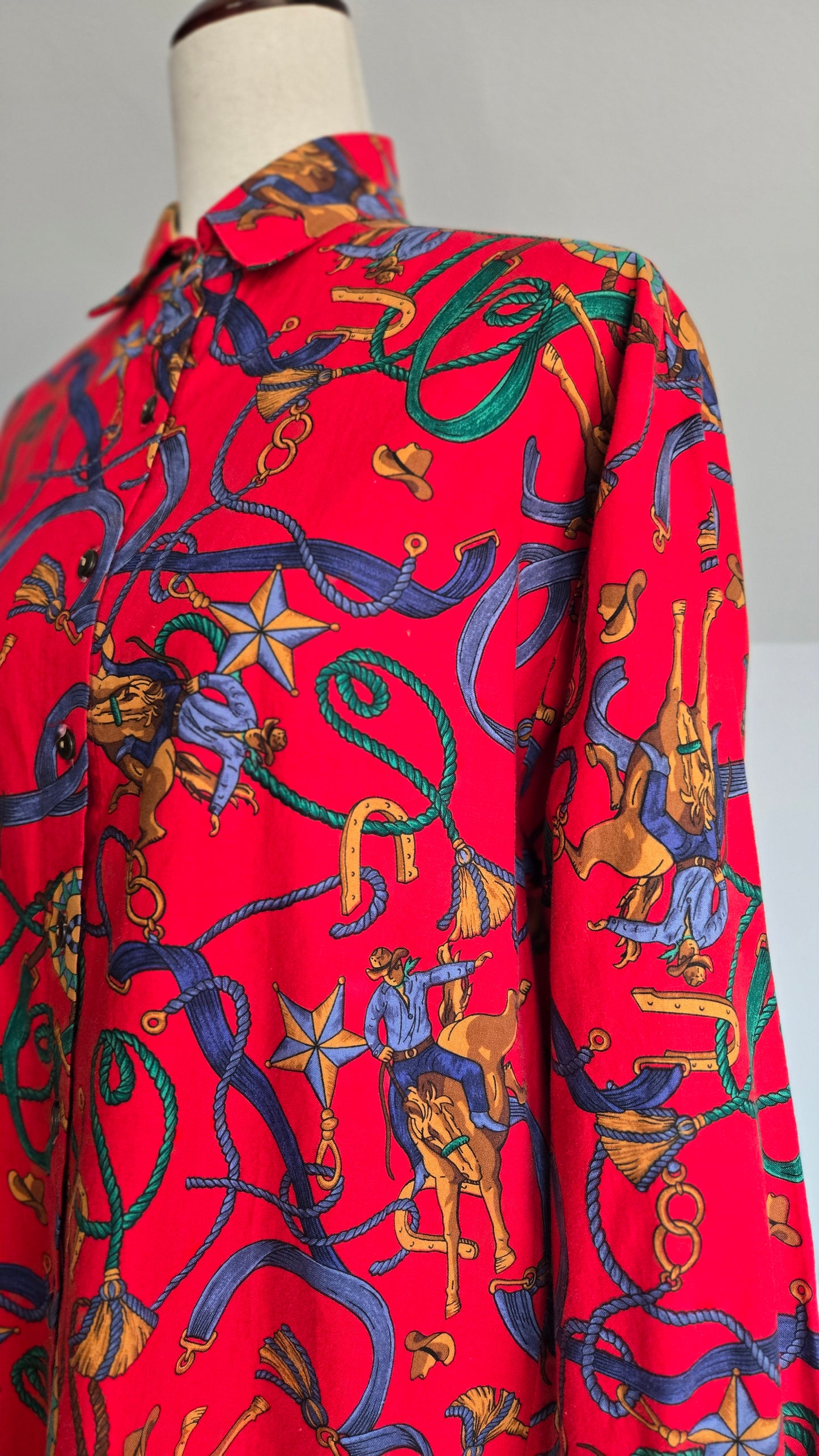 Circle T Vintage Cowboy Motif Cotton Western Shirt - medium