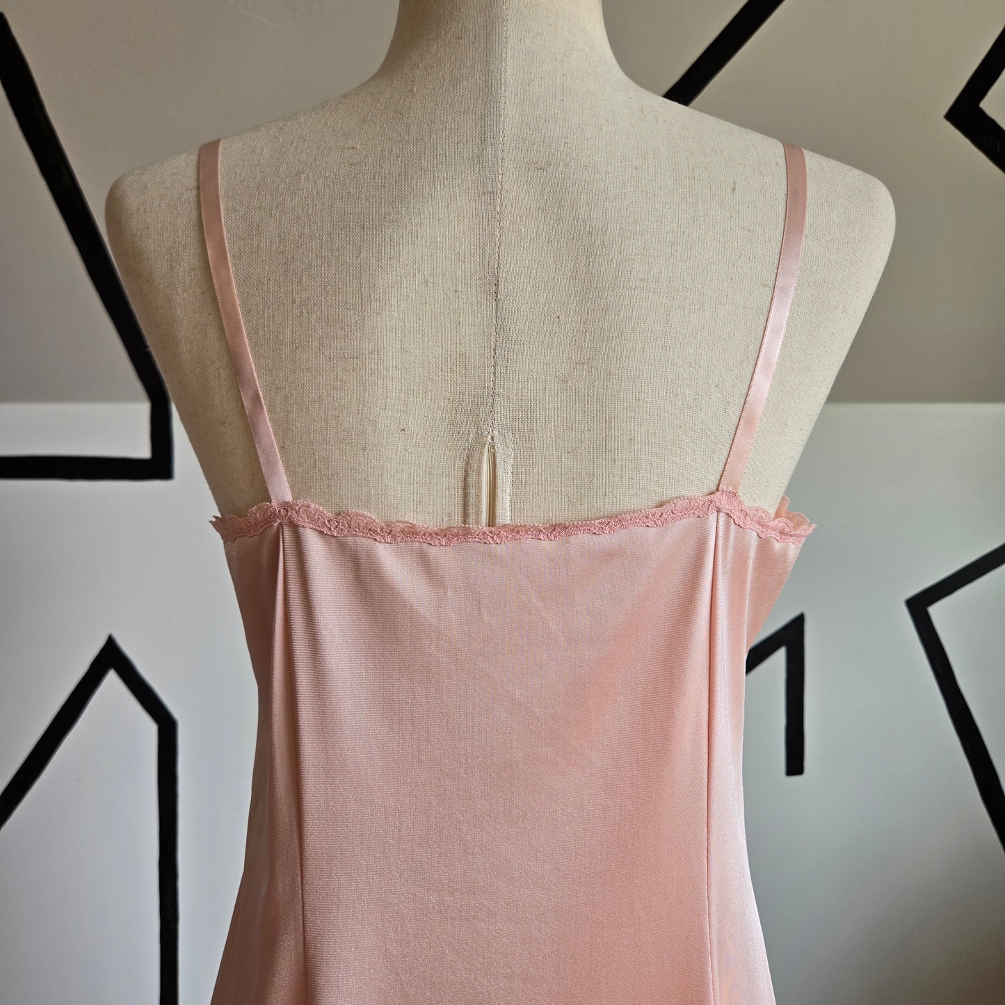 Vanity Fair Vintage Pink Slip Dress with Gorgeous Lace Detailing - Small/Medium