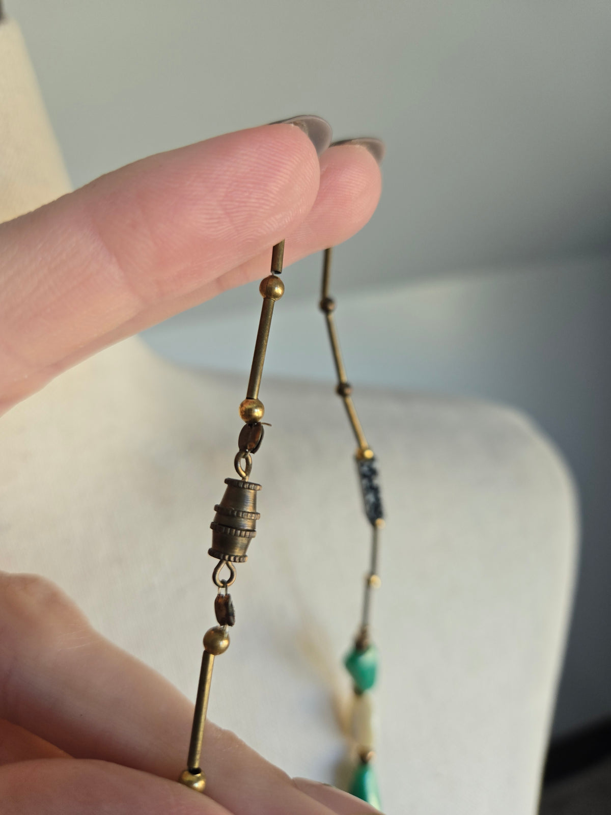Brass Long Bead Dainty Necklace
