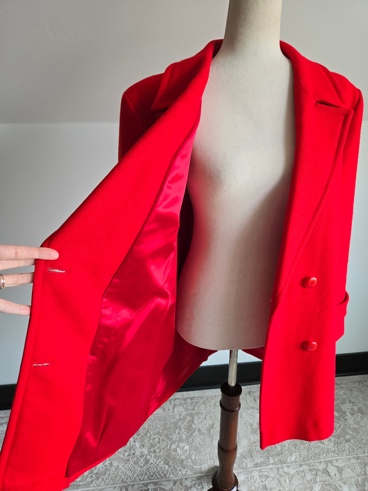 Vintage Pendleton Bright Red Wool Coat - Size 12
