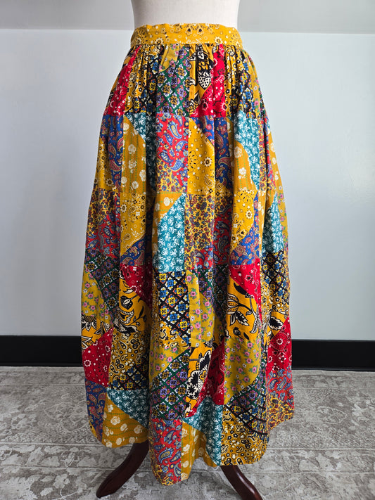 Vintage 70s True Patchwork Skirt - W26"