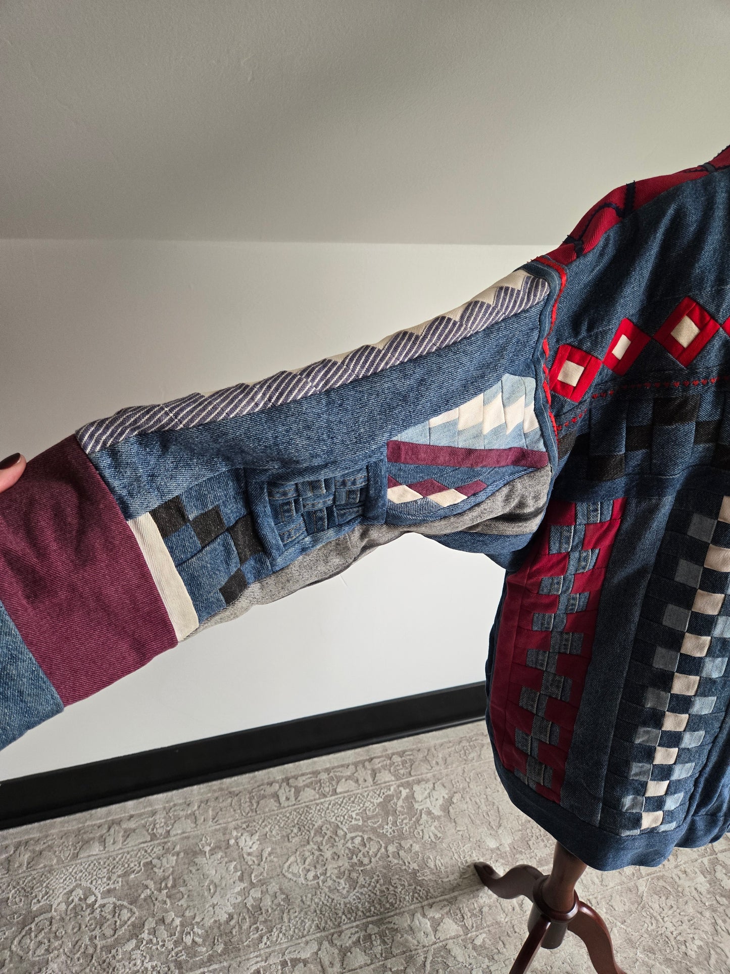 Denim Quilted Hand Made Coat - 2XL