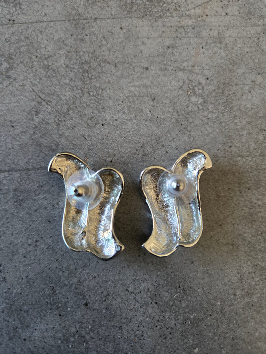 Vintage Silver Tone Regal Shaped Earrings - Pierced