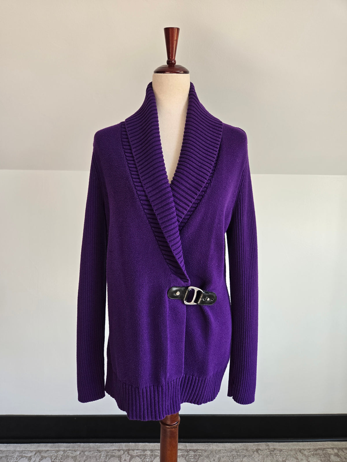 Lauren Ralph Lauren Purple Equestrian Cardigan - Large