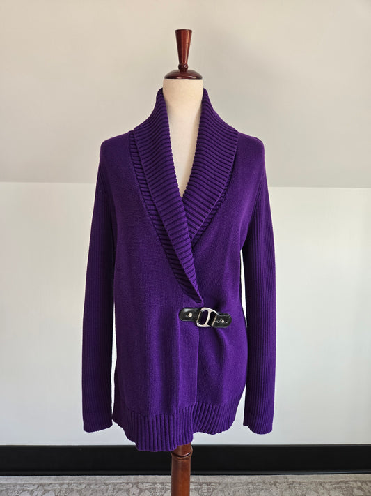 Lauren Ralph Lauren Purple Equestrian Cardigan - Large