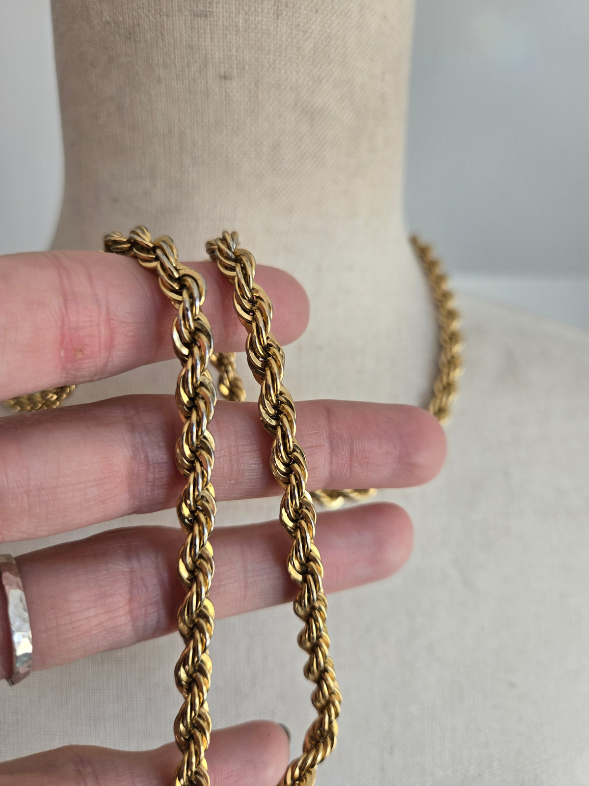 Napier Signed Long Gold Twisted Chain