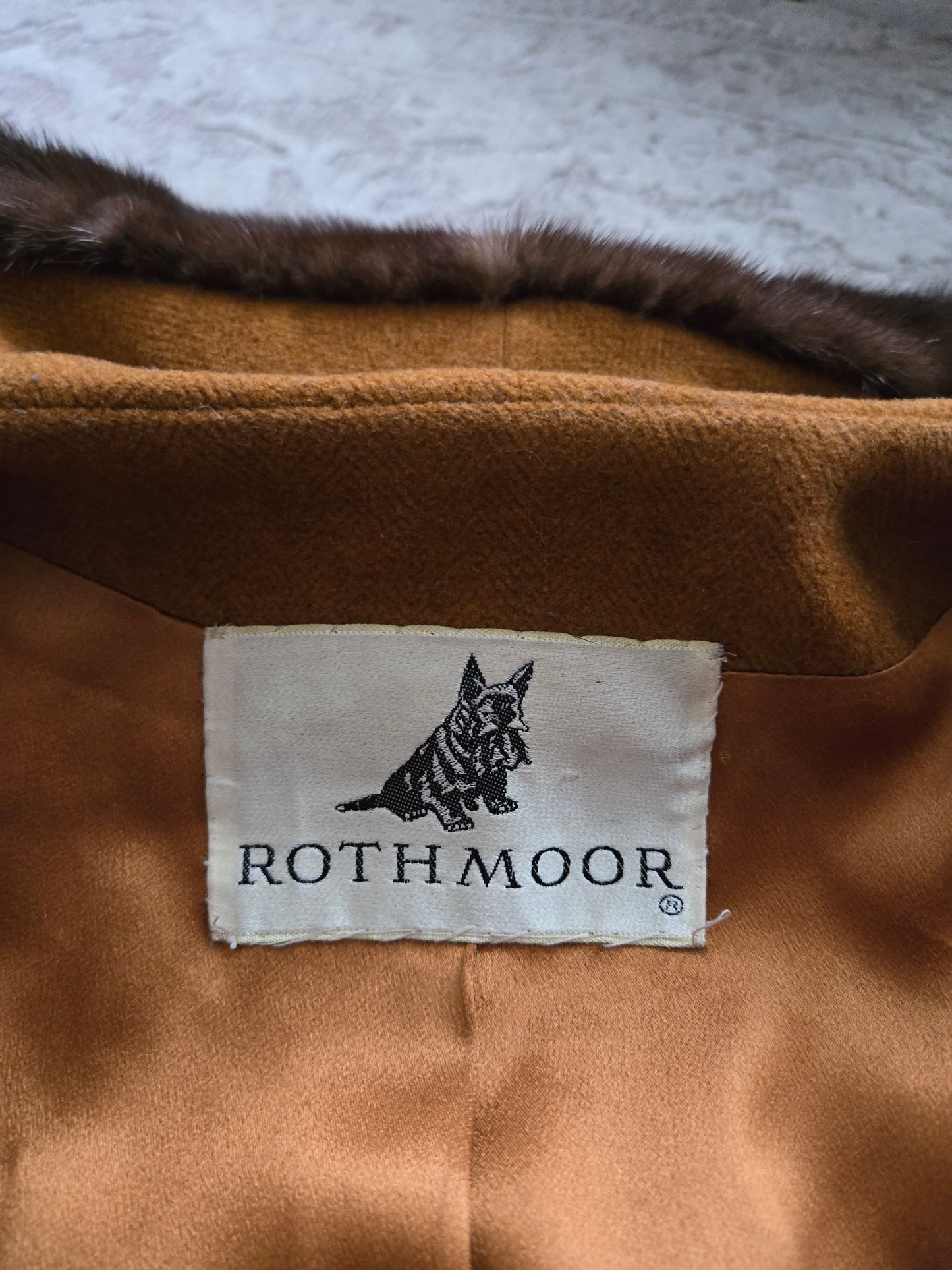 Vintage 1950s Rothmoor Wool Church Coat with Mink Fur Collar - XL/2XL