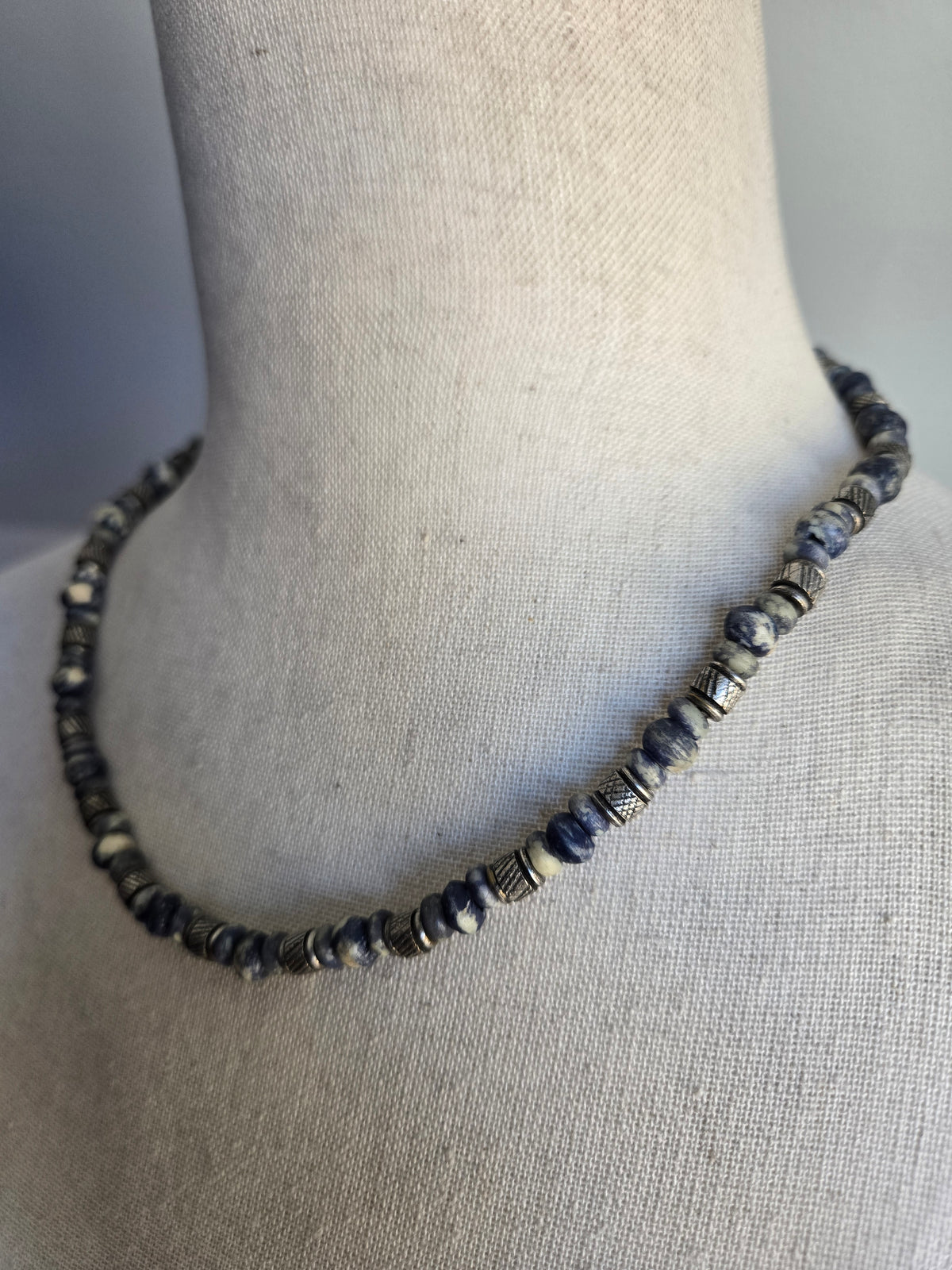 Navy Beaded Boho Necklace