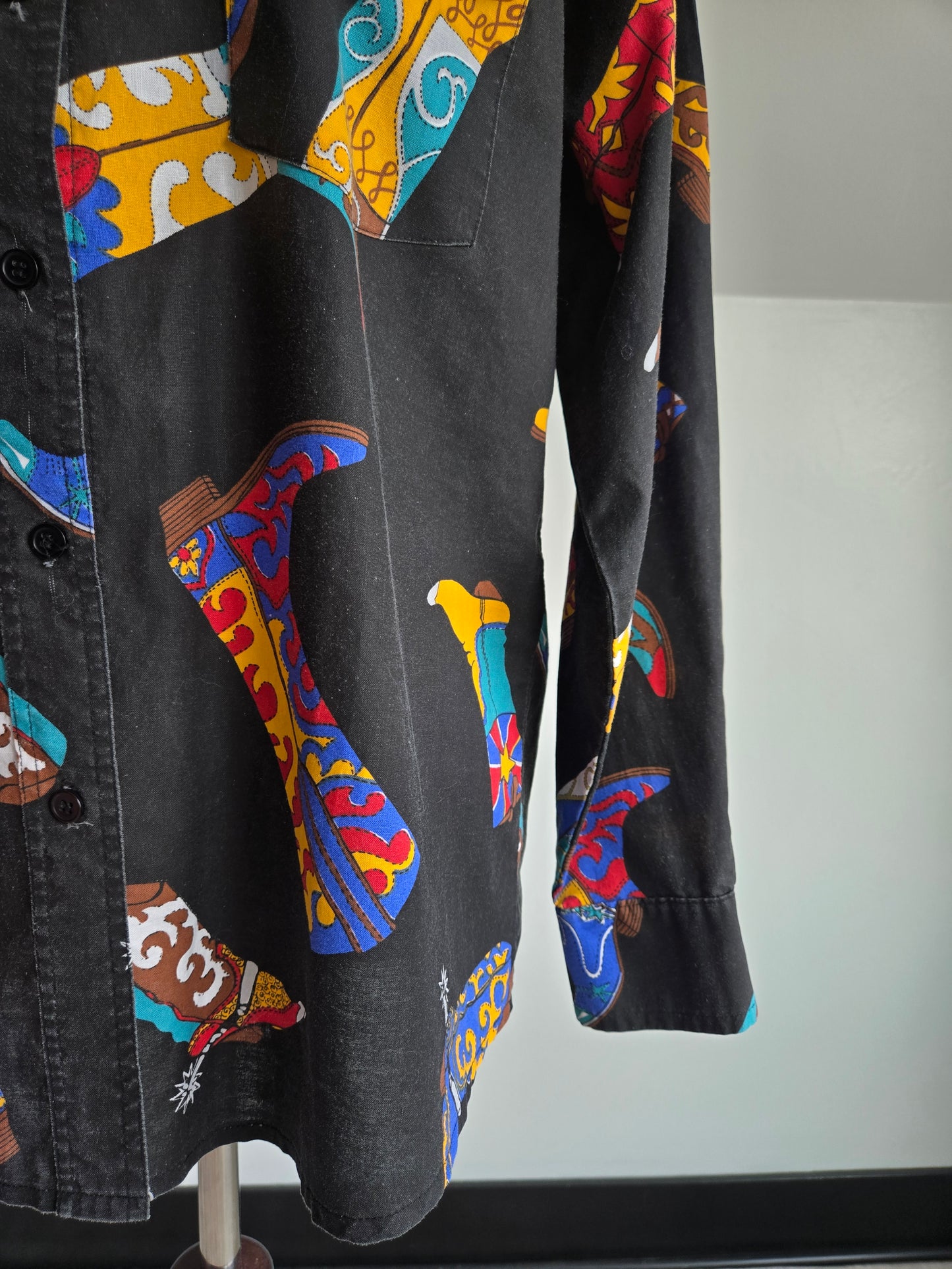 Vintage Western Cowboy Boot Shirt - Large