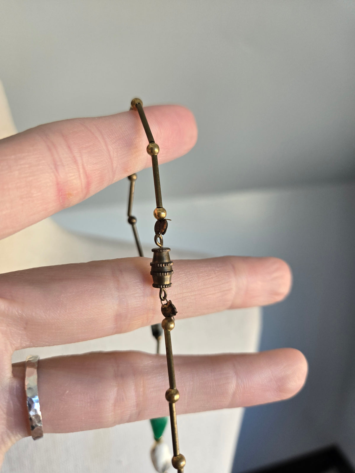 Brass Long Bead Dainty Necklace