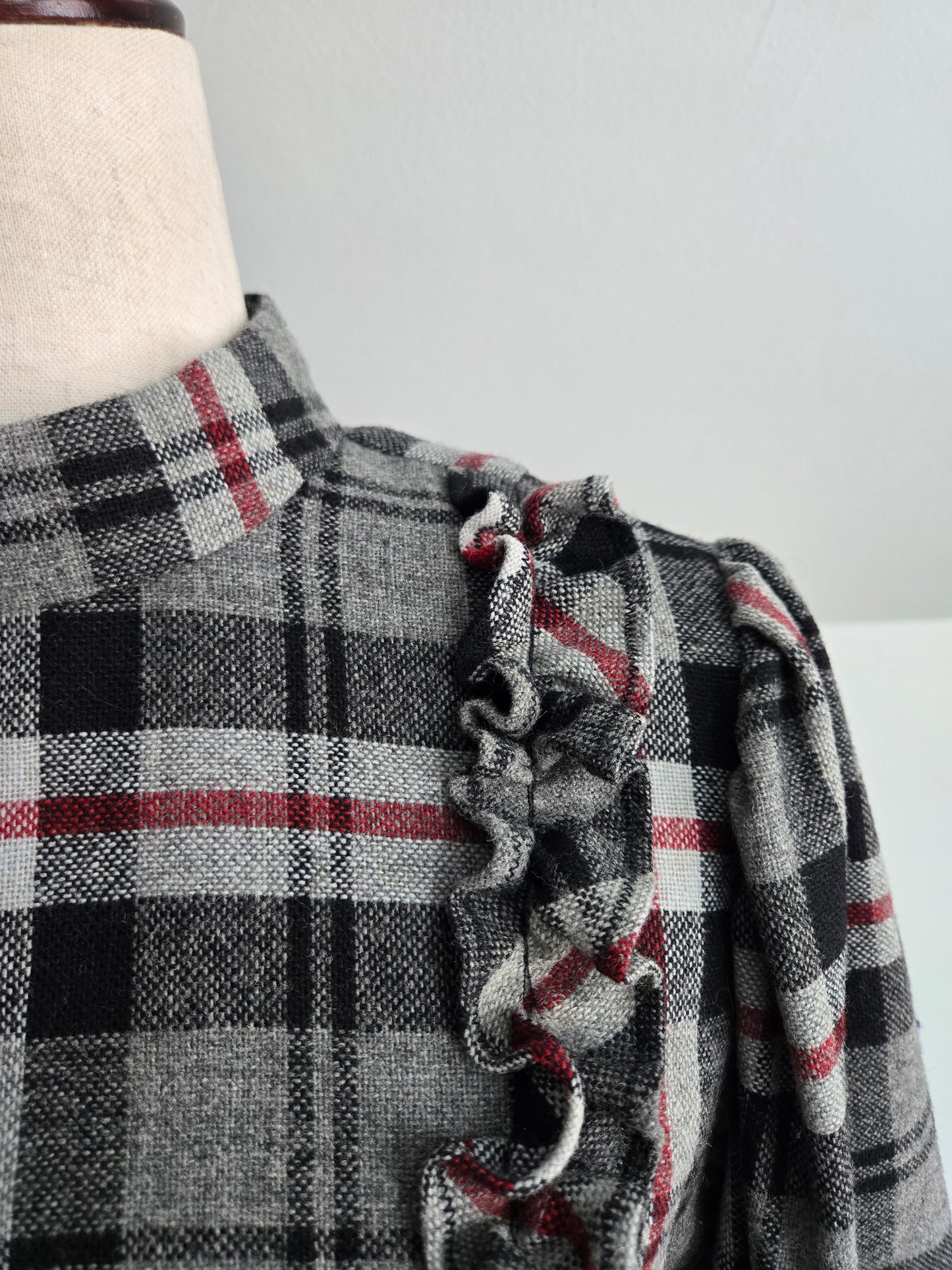 Vintage 70s Wool Plaid Dress - Medium