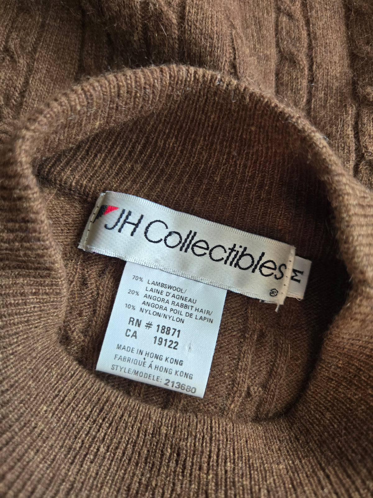 Vintage JH Collectibles Lambswool/Angora Brown Sweater - medium