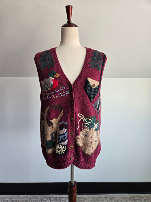 Cabela's Vintage Cotton Hand Knit Outdoors Vest - large