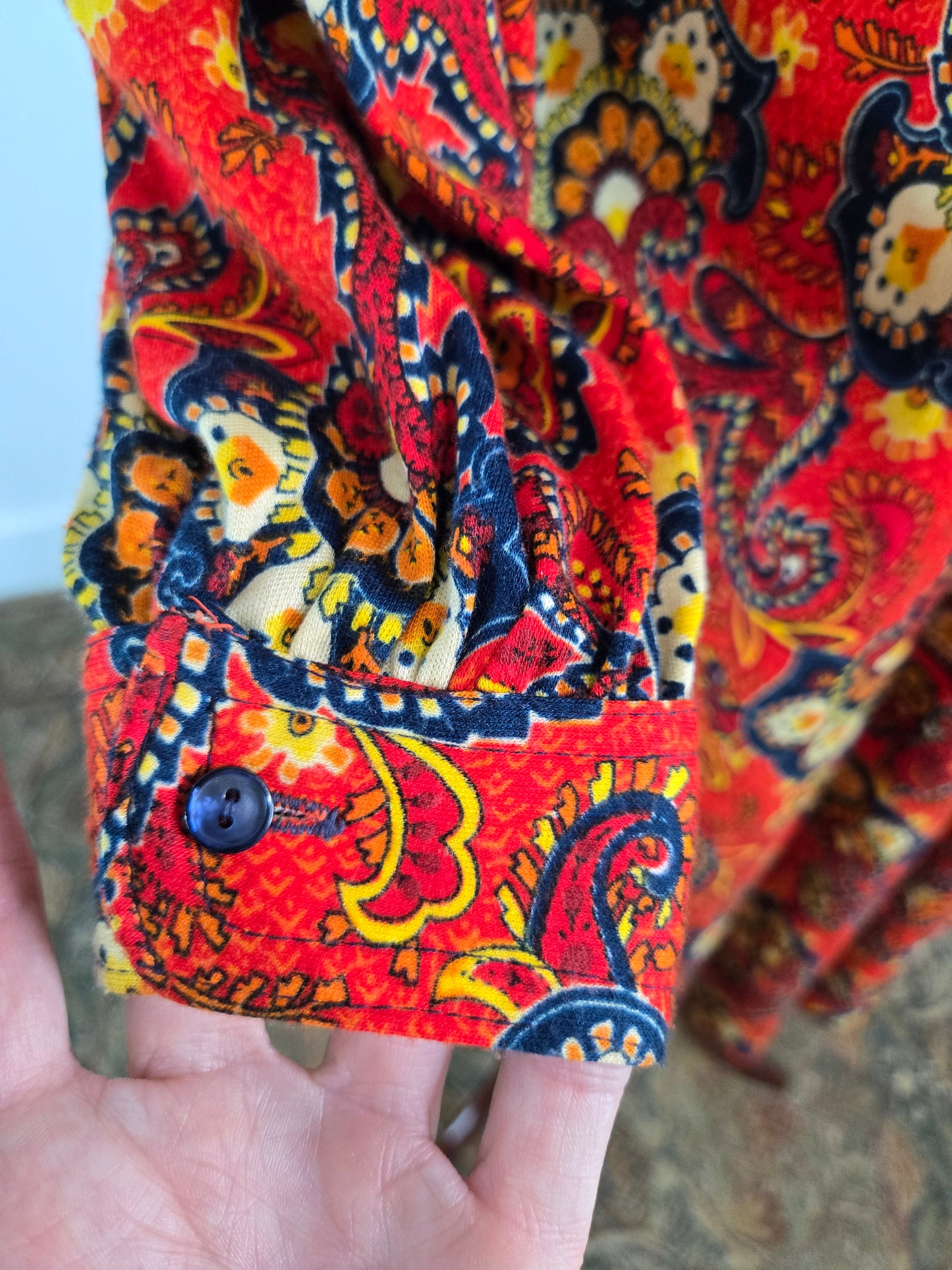 Vintage 70s Lightweight Acrylic Barkcloth Dress - medium