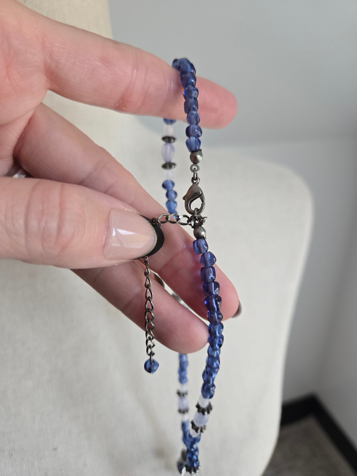 Blue Porcelain Bead Necklace